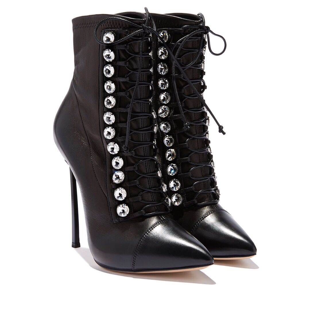 Net Red Thin High Heel Strap Boots - Autumn Winter