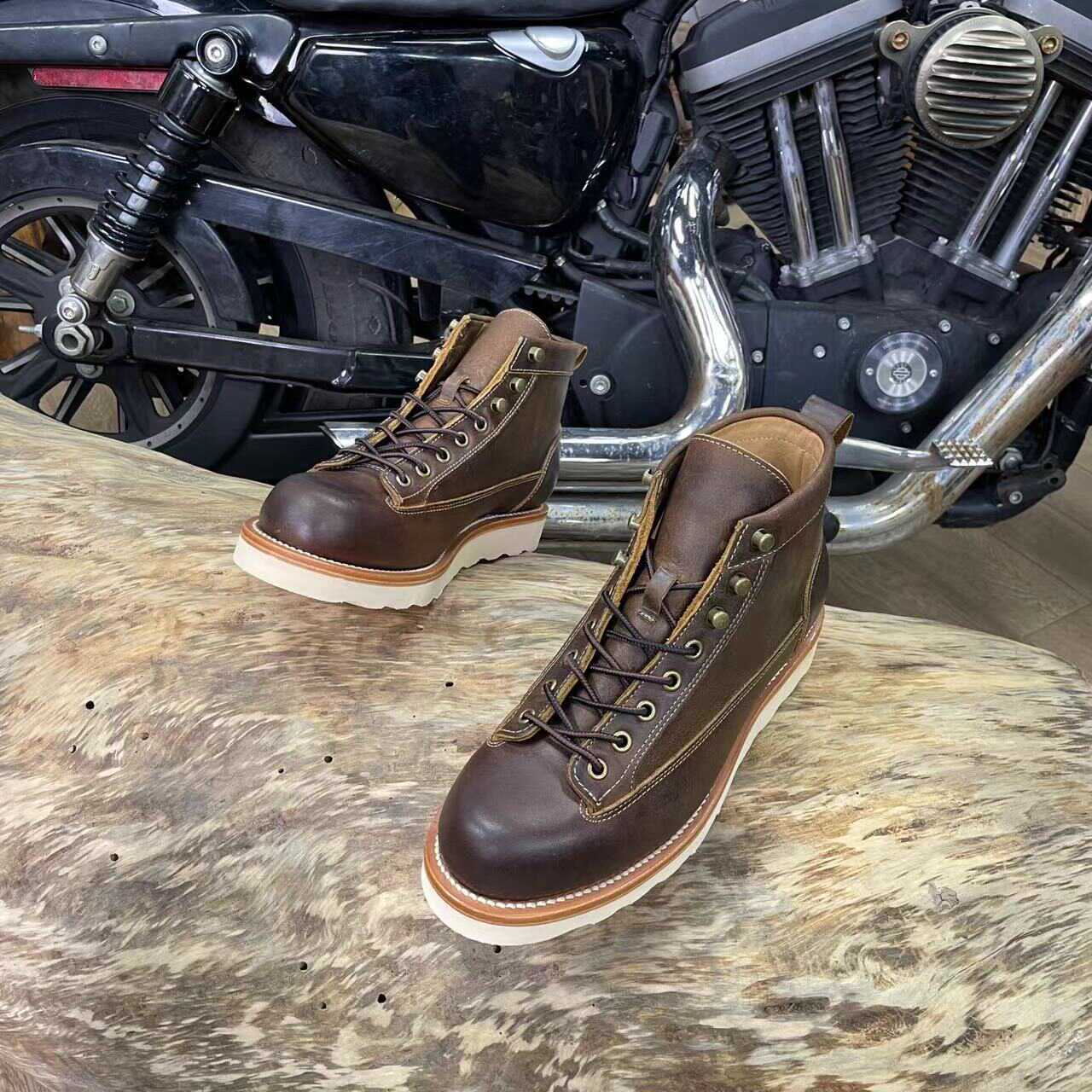 Retro Men's High-Top Motorcycle Boots | Goodyear Welt
