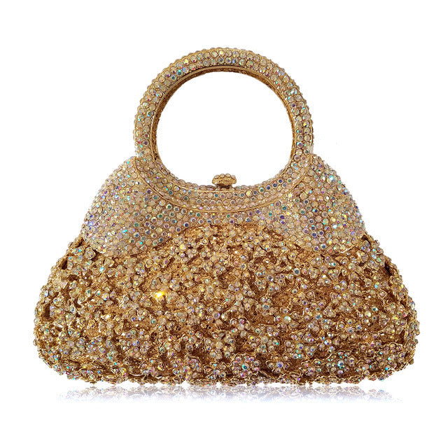 Women's Handmade Rhinestone Crystal Evening Clutch Bag
