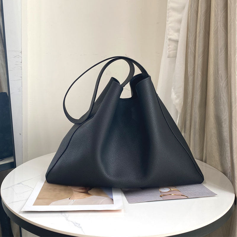 Women's Large Genuine Leather Bucket Bag - Street Style