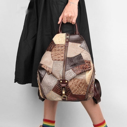 Retro Women's Large-Capacity Leather Backpack