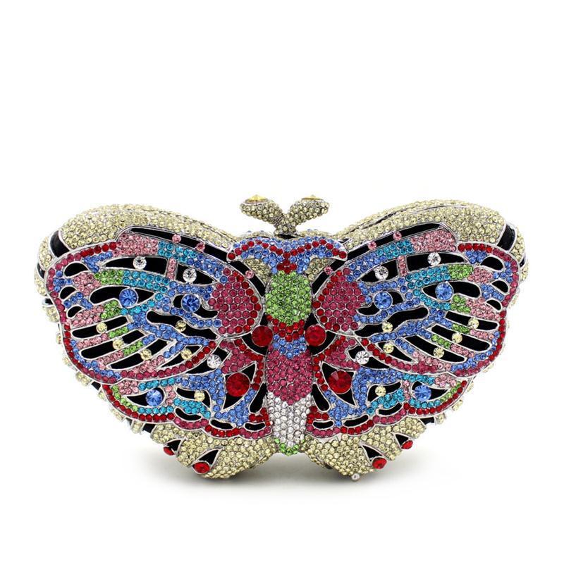 Women's Handmade Butterfly Rhinestone Chain Clutch Bag