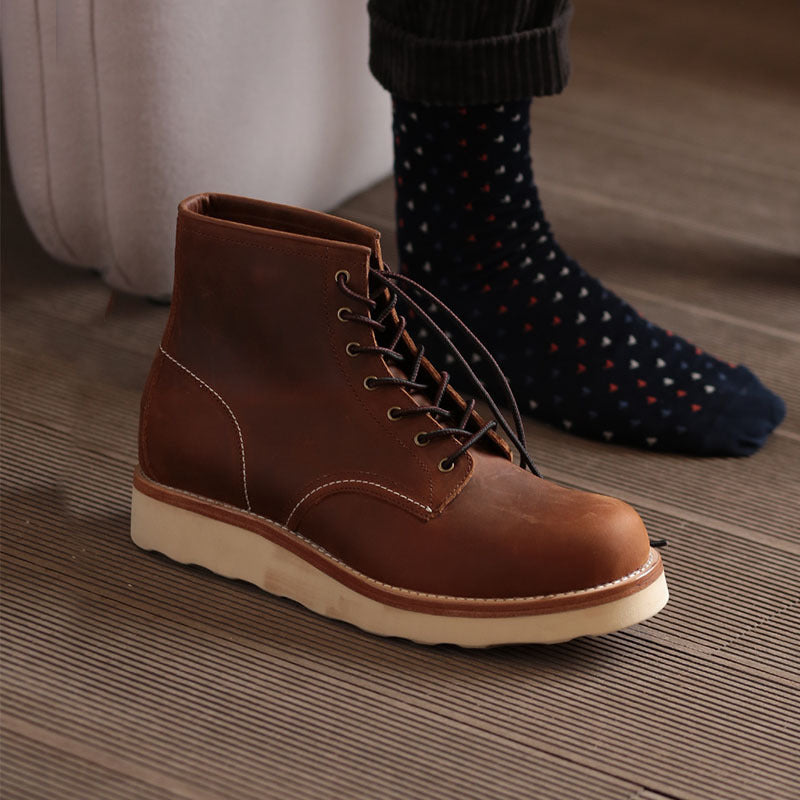 Vintage Leather High Top Martin Boots - Black & Brown