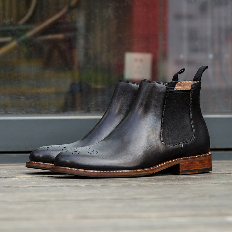 Leather Casual Short Martin Boots | Cowhide, Rubber Sole