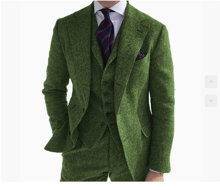 Men's Grey Wool Tweed Blazer & Pant Set