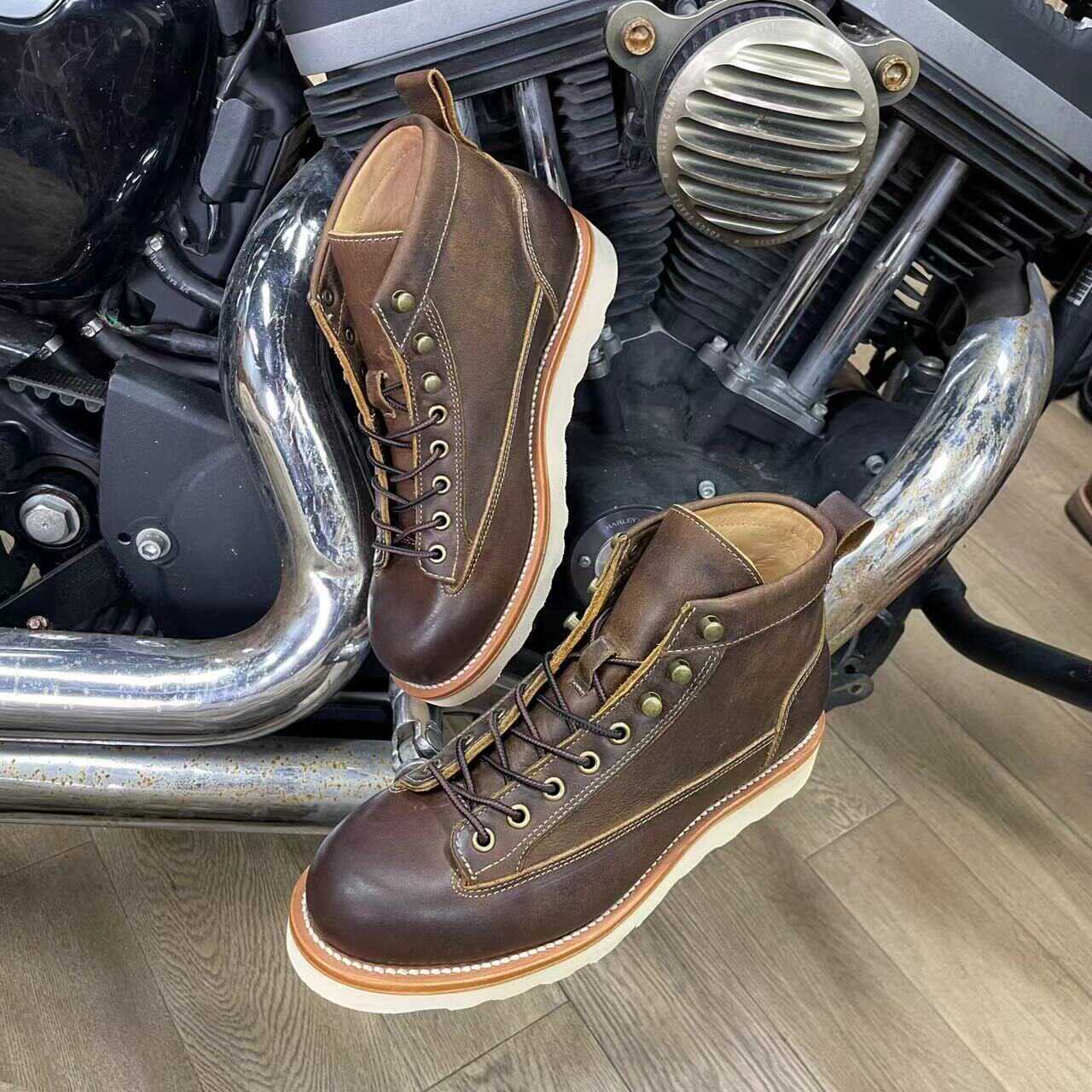 Retro Men's High-Top Motorcycle Boots | Goodyear Welt
