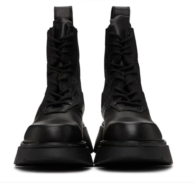 Men's Leather Short Martin Boots, Thick Sole, Black