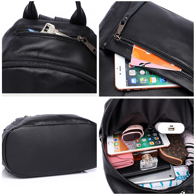 Fashion Simple Women's Genuine Cowhide Leather Backpack