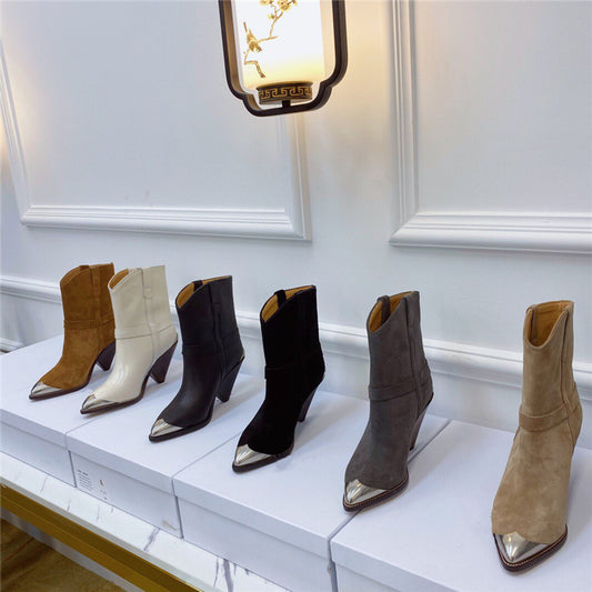 Pointed Toe Martin Boots with Iron Toe & Profiled Heel