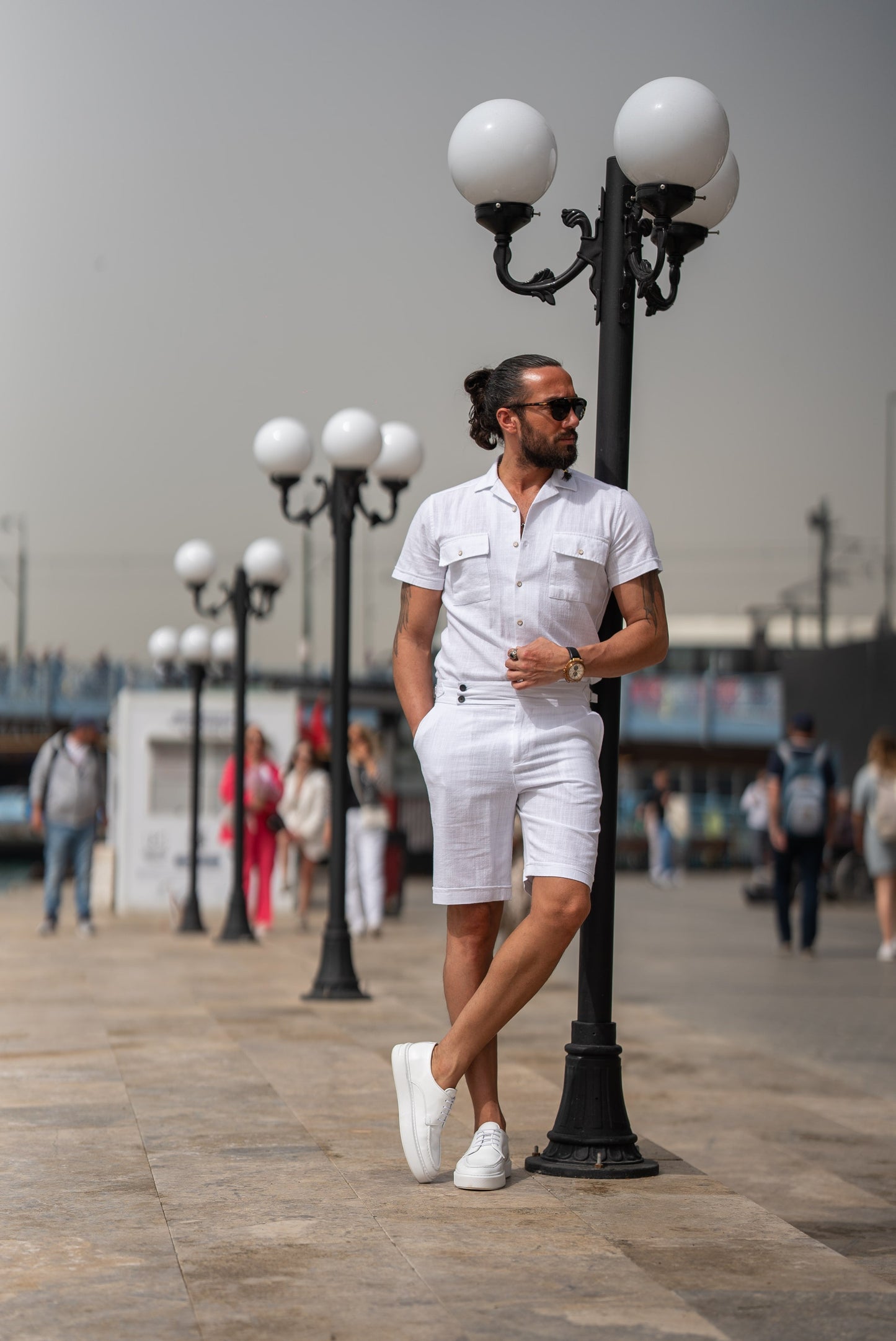 Men's White Short Sleeve Knit Utility Shirt