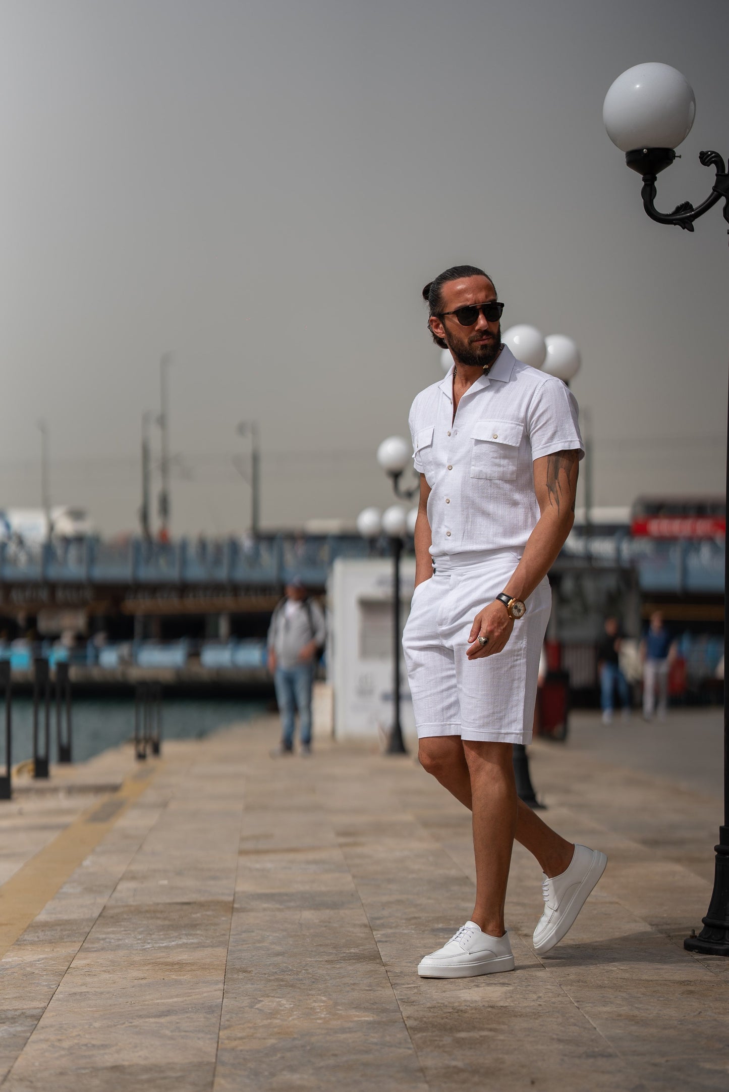 Men's White Short Sleeve Knit Utility Shirt