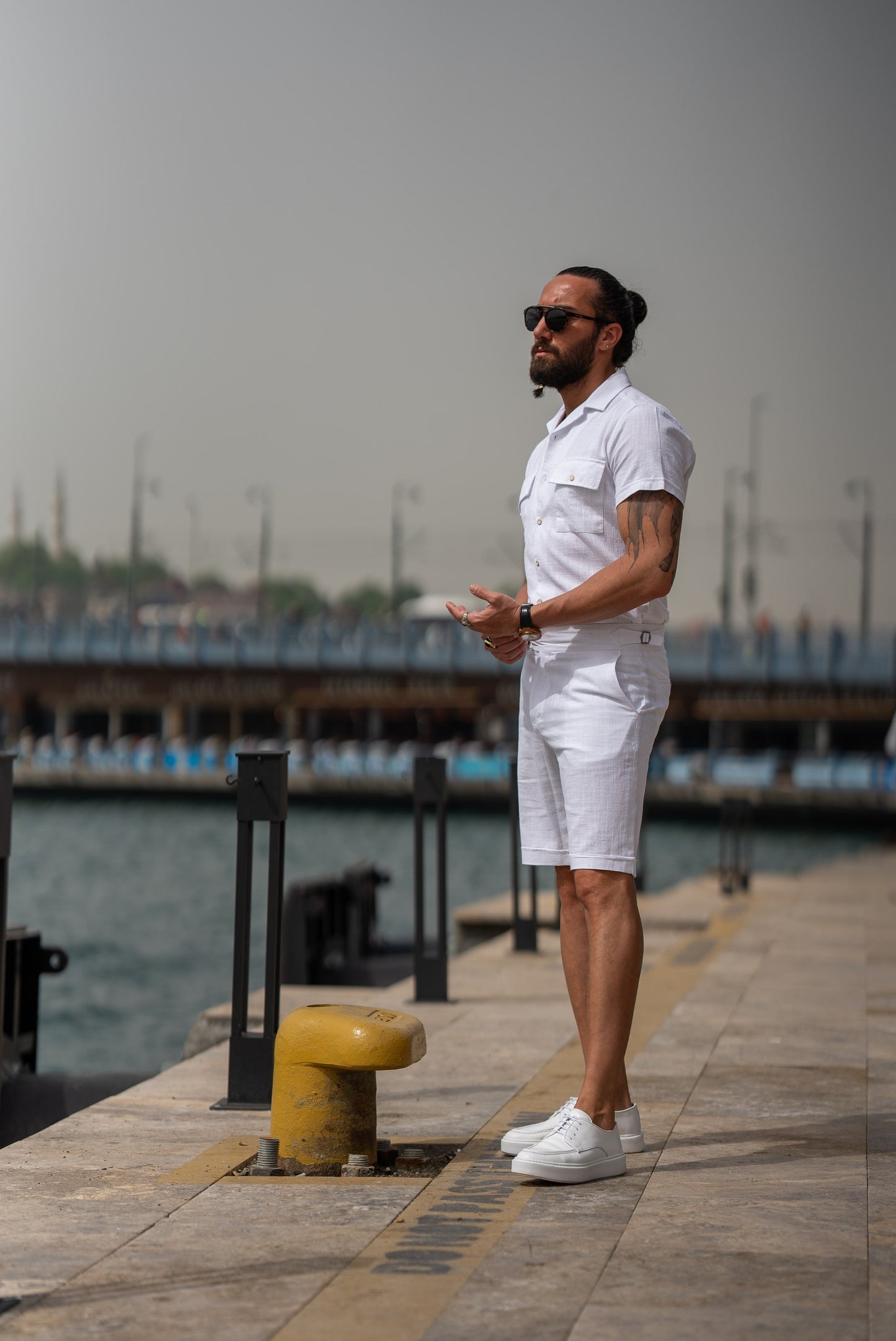 Men's White Short Sleeve Knit Utility Shirt