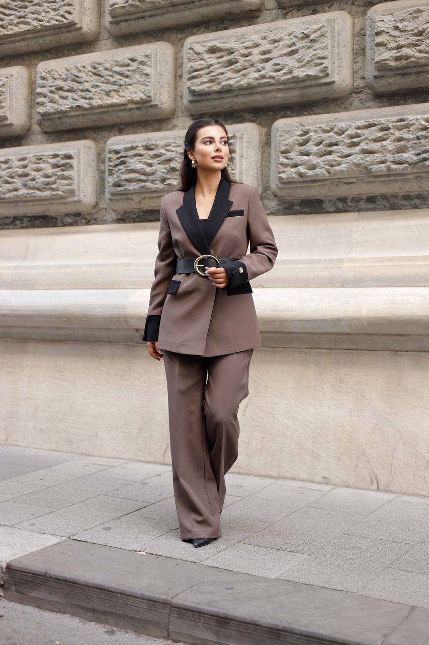 SuitLegacy Belted Brown Women Suit