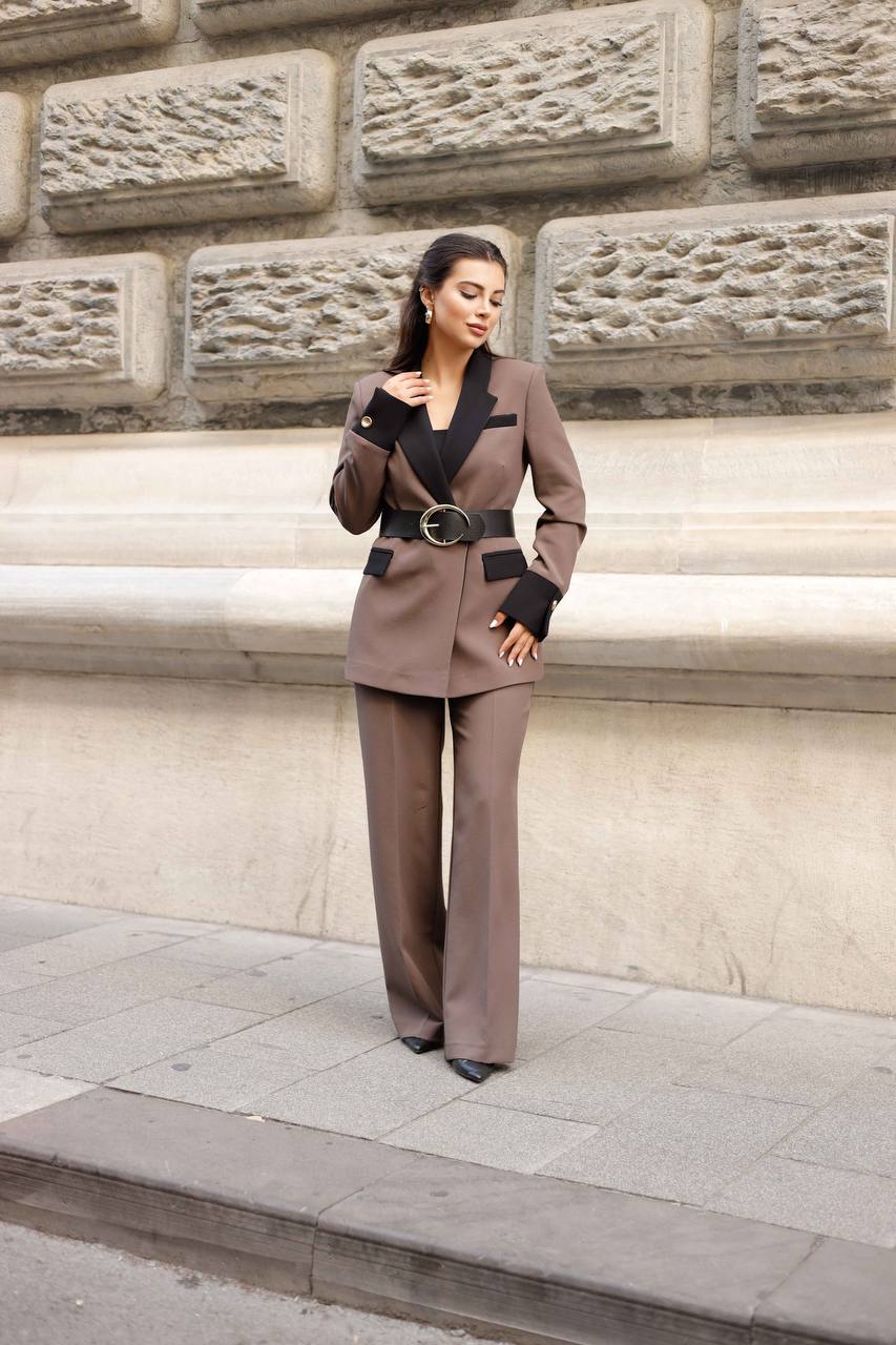 SuitLegacy Belted Brown Women Suit