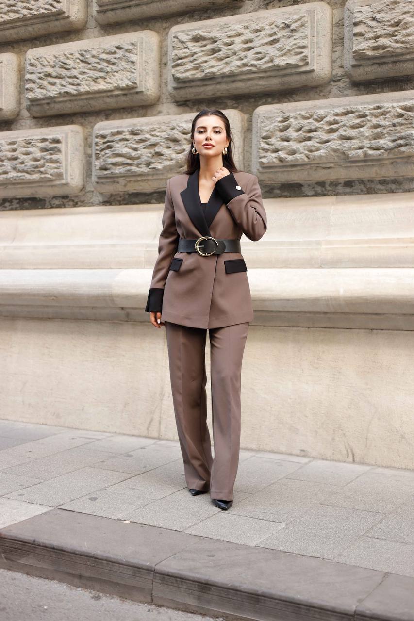 SuitLegacy Belted Brown Women Suit