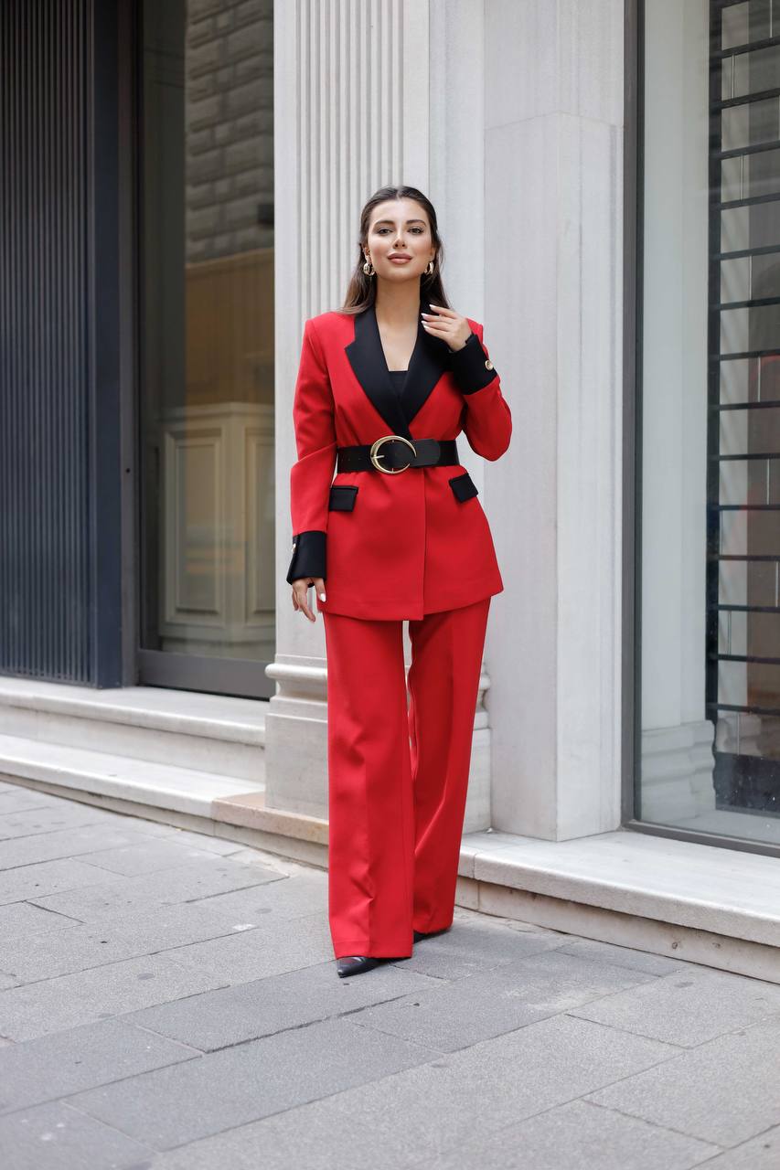 SuitLegacy Belted Red Women Suit