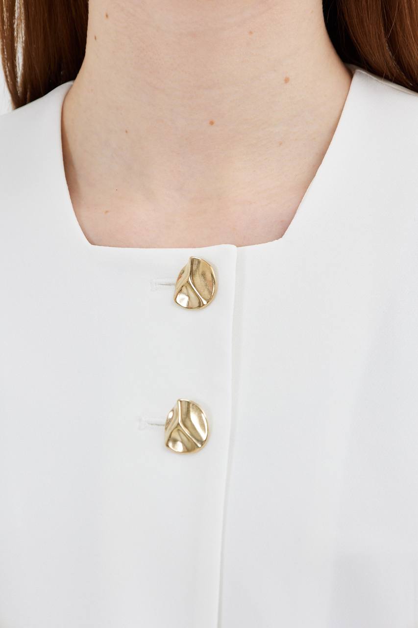 SuitLegacy Gold Buttoned Square Collar Women Suit