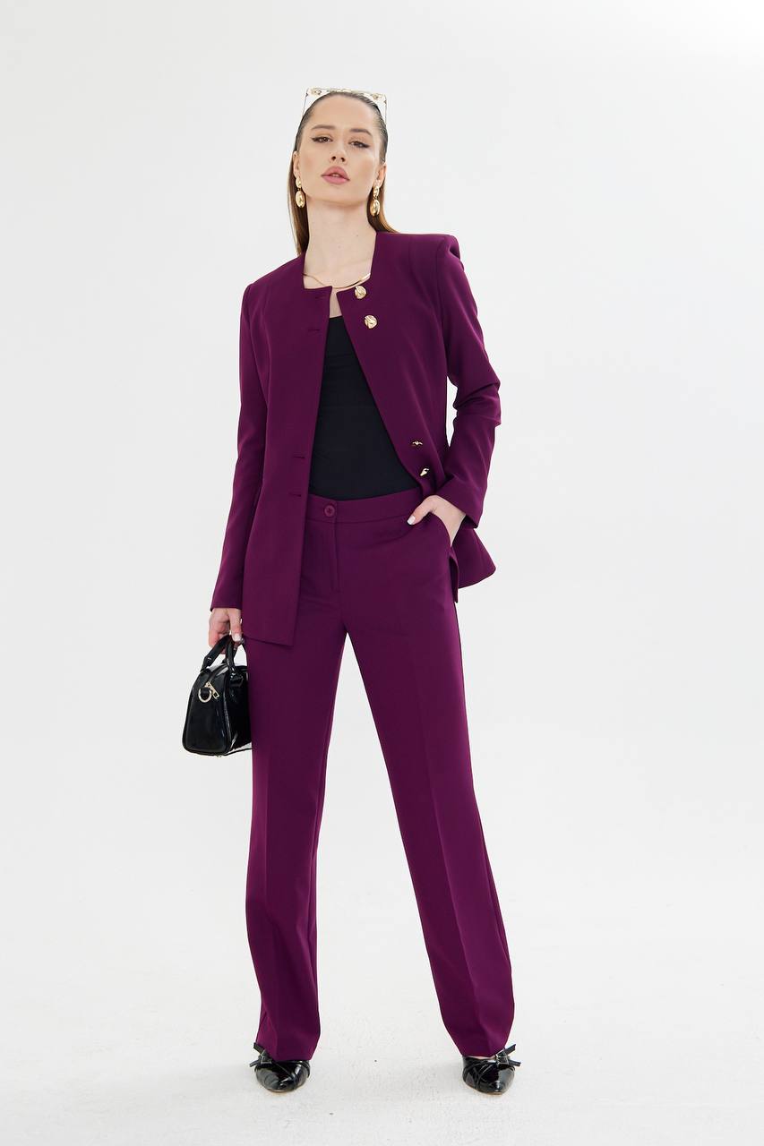 SuitLegacy Gold Buttoned Square Collar Women Suit