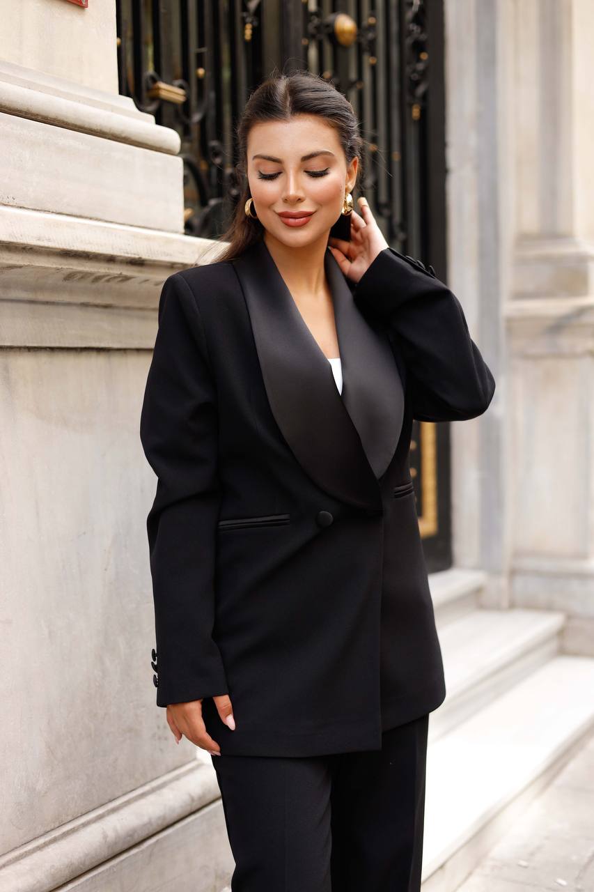 SuitLegacy Satin Lapel Black Women Suit