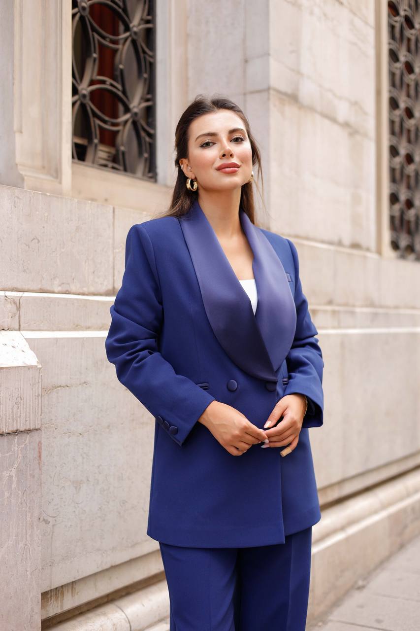 SuitLegacy Satin Lapel Royal Blue Women Suit