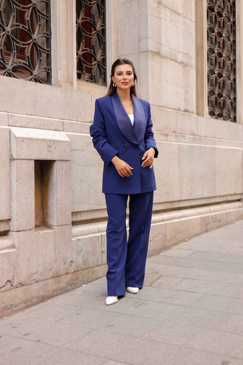 SuitLegacy Satin Lapel Royal Blue Women Suit