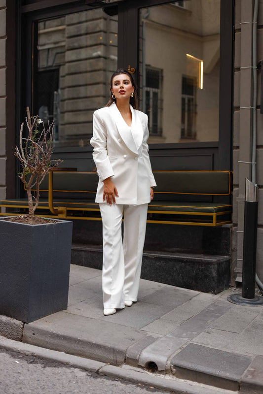 SuitLegacy Satin Lapel White Women Suit