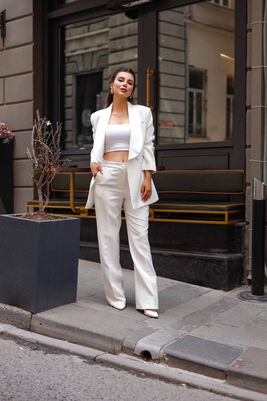 SuitLegacy Satin Lapel White Women Suit