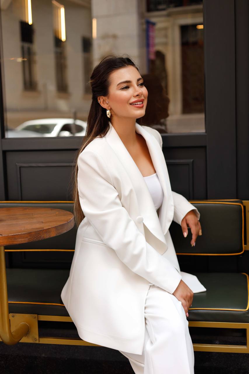 SuitLegacy Satin Lapel White Women Suit