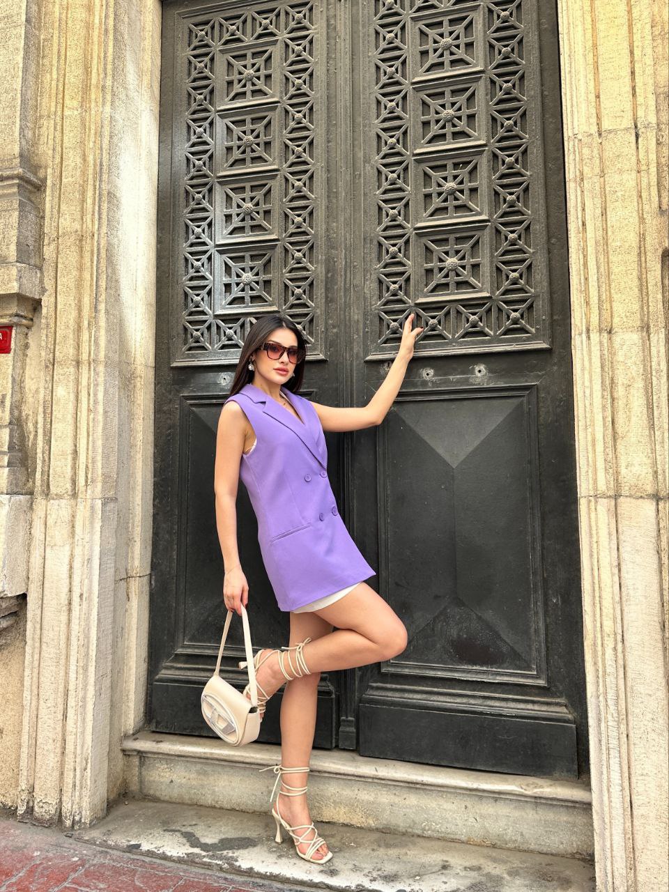 SuitLegacy Sleeveless Purple Blazer for Women