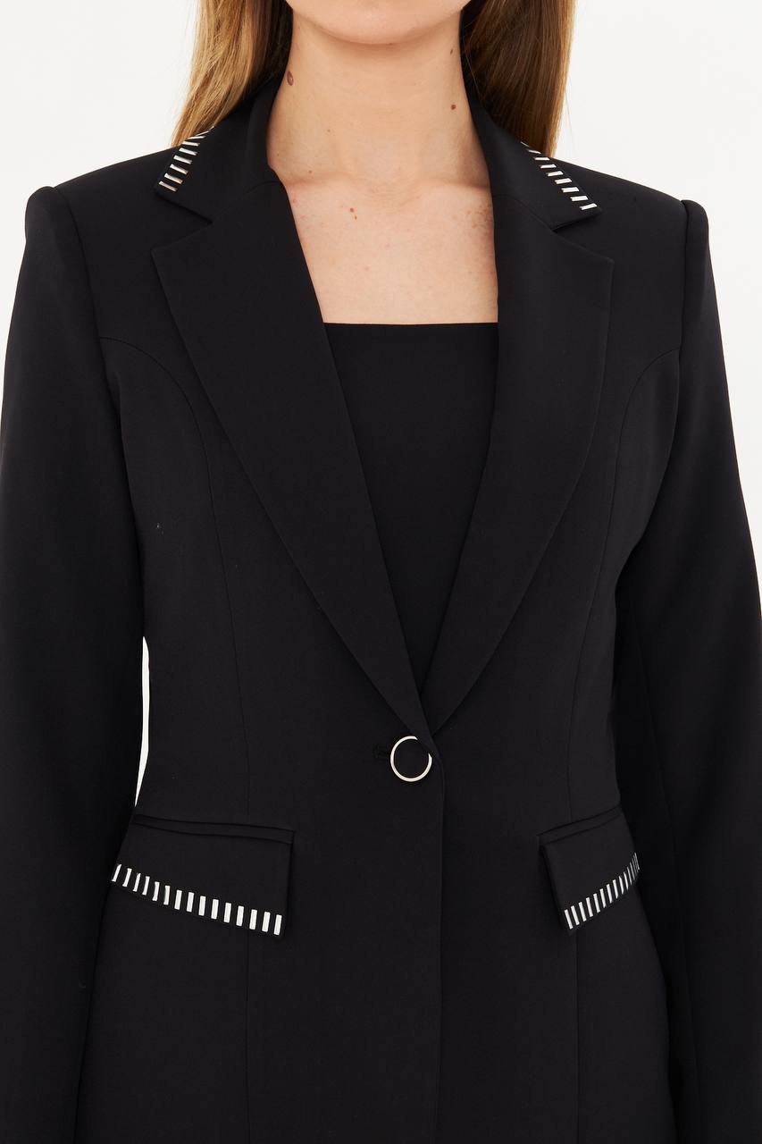 SuitLegacy Women's Black Dress Suit with Stitch Detail