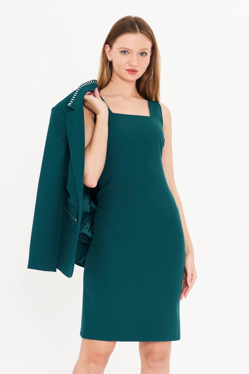 SuitLegacy Women's Emerald Green Dress Suit with Stitch Detail