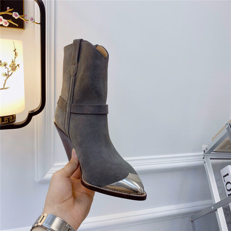 Pointed Toe Martin Boots with Iron Toe & Profiled Heel