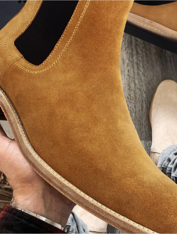 Men's Handmade Retro Leather Boots, Medium Tube Height