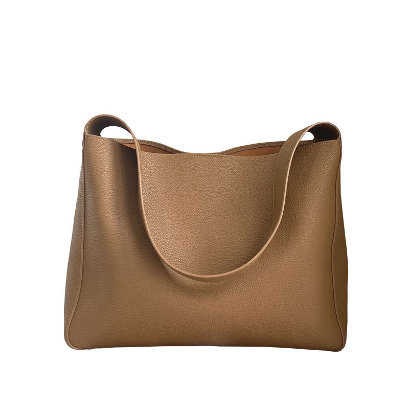 Women's Large Genuine Leather Bucket Bag - Street Style