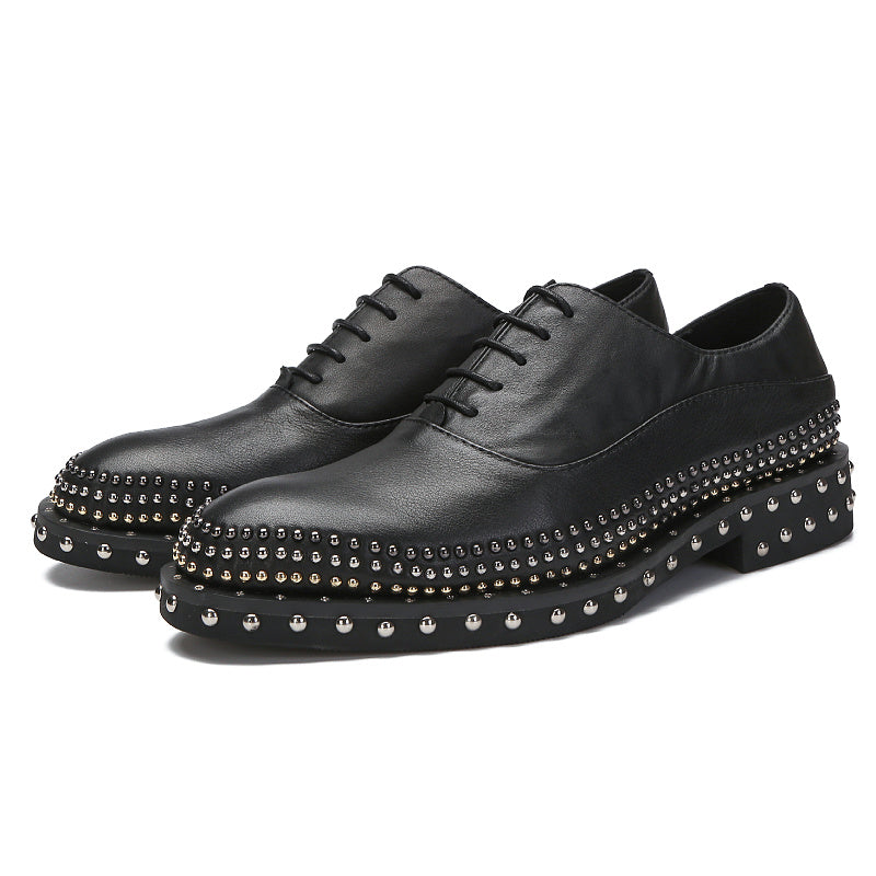 British Men's Business Formal Leather Shoes, Rivet Detail