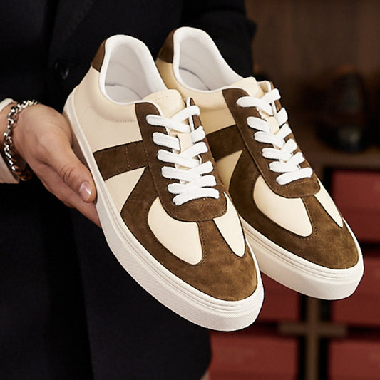 Retro Colorblock Casual Flat Skateboard Shoes Men
