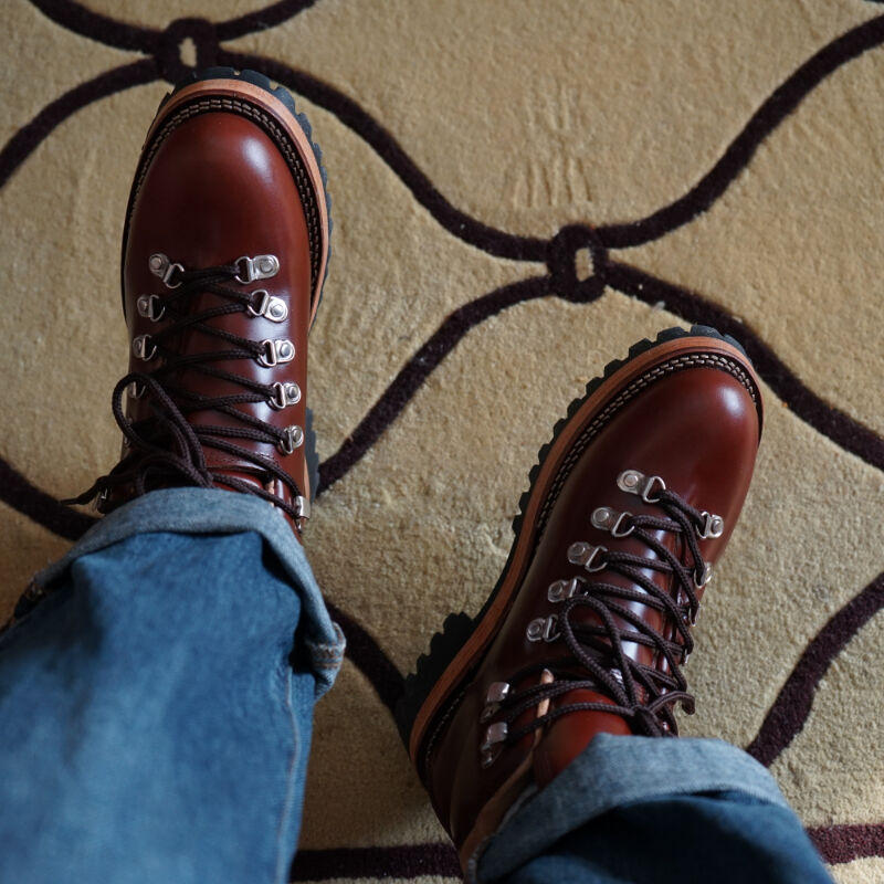 Men's Brown Daily Leisure Cowhide Hiking Boots