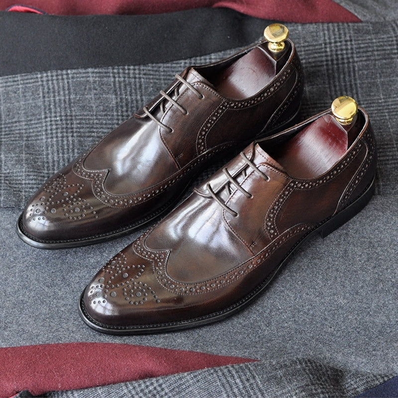 Handmade Genuine Leather Men’s Pointed Toe Formal Shoes