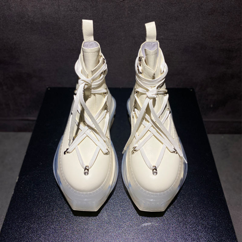 Men's Cowhide Platform High-top Ankle Martin Boots