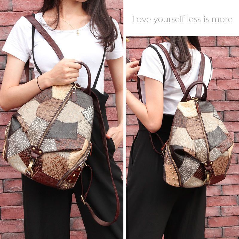 Retro Women's Large-Capacity Leather Backpack