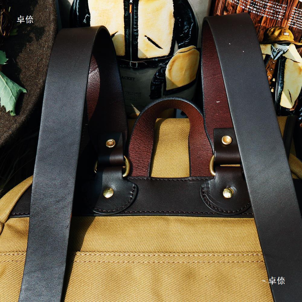 American Retro Heavy Oil Wax Canvas Backpack, Khaki