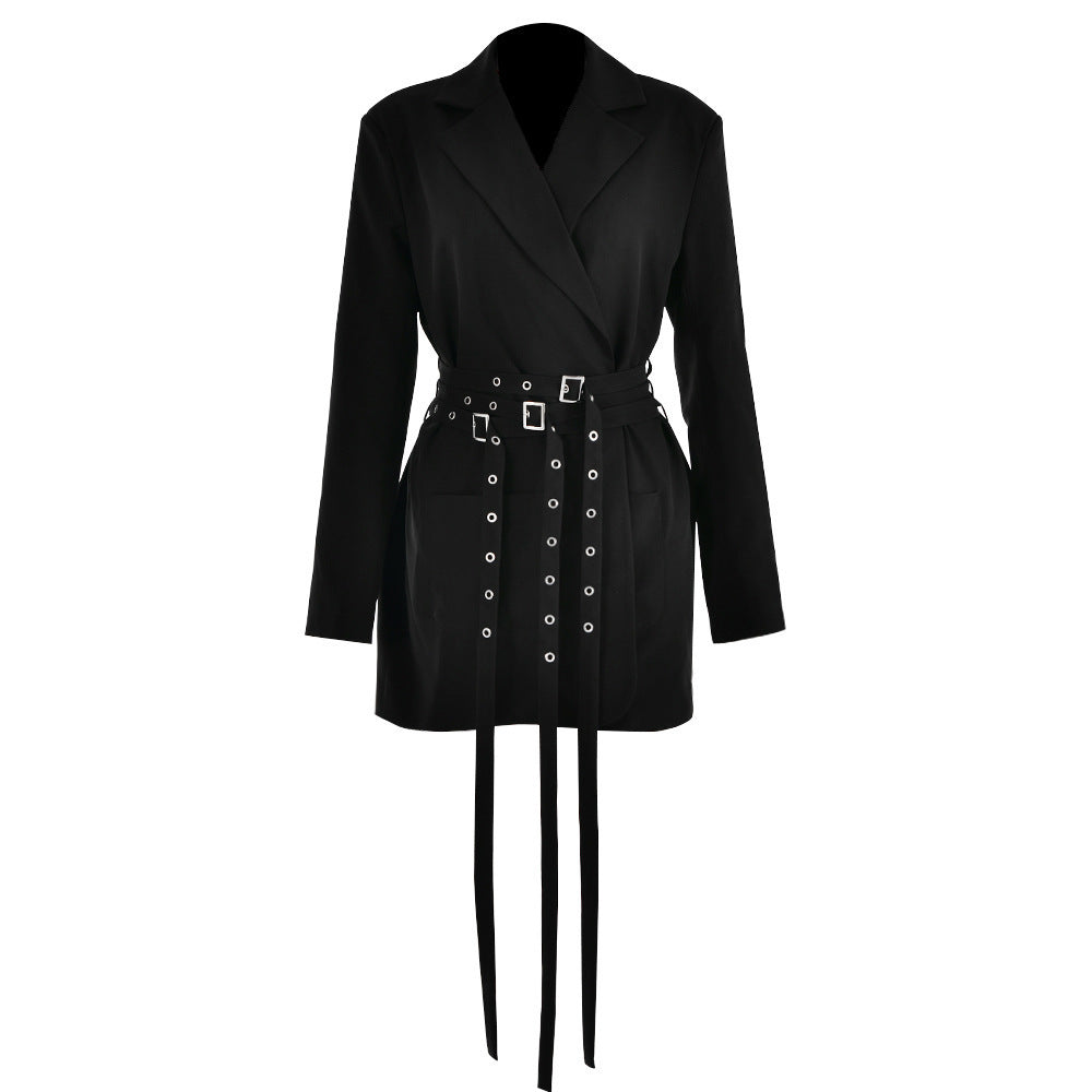 Women’s slim fit belted blazer