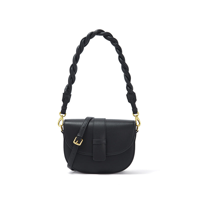 Women's Leather Round Casual Shoulder Crossbody Bag