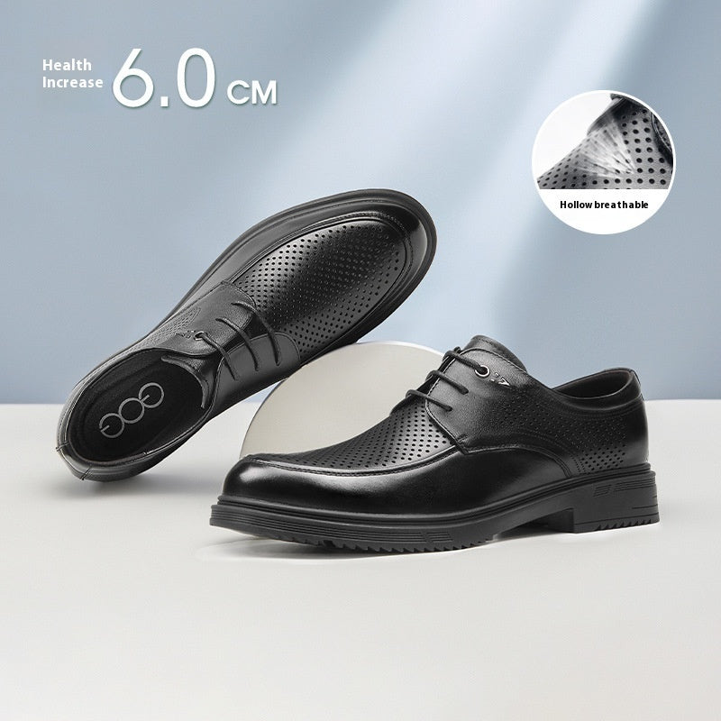 Men’s Height Increasing Cowhide Leather Derby Shoes