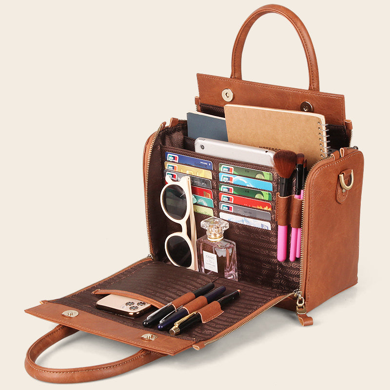Cowhide Portable Messenger Bag For Commuting To Work Mom