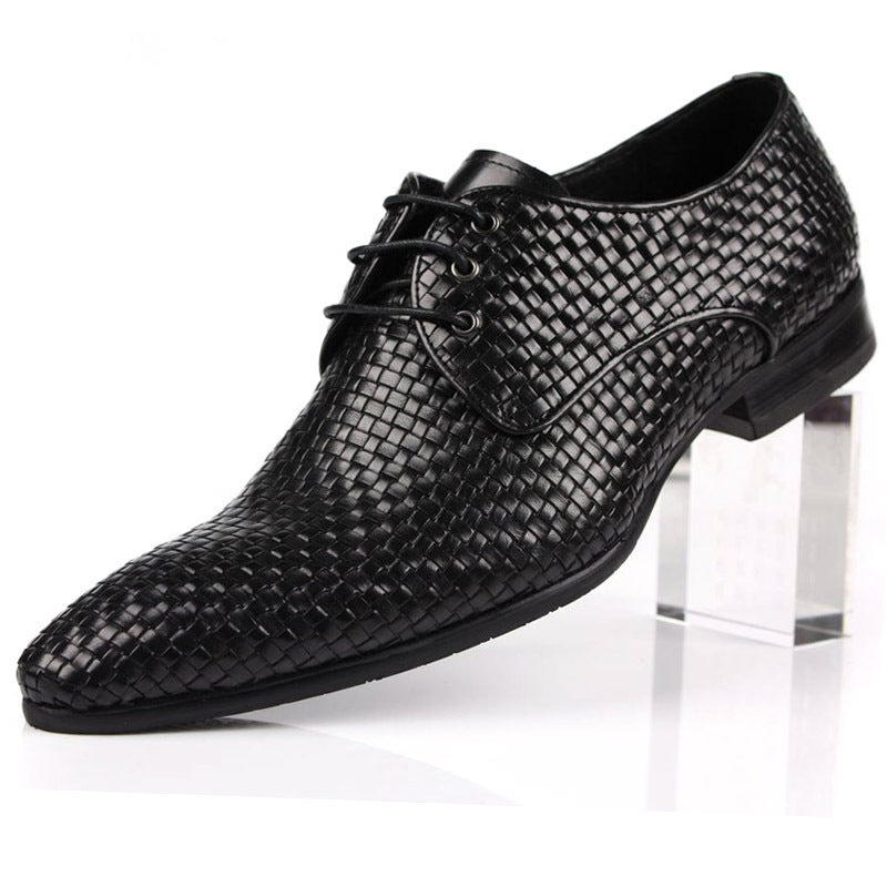 Cowhide Woven Breathable Business Formal Pointed Shoes