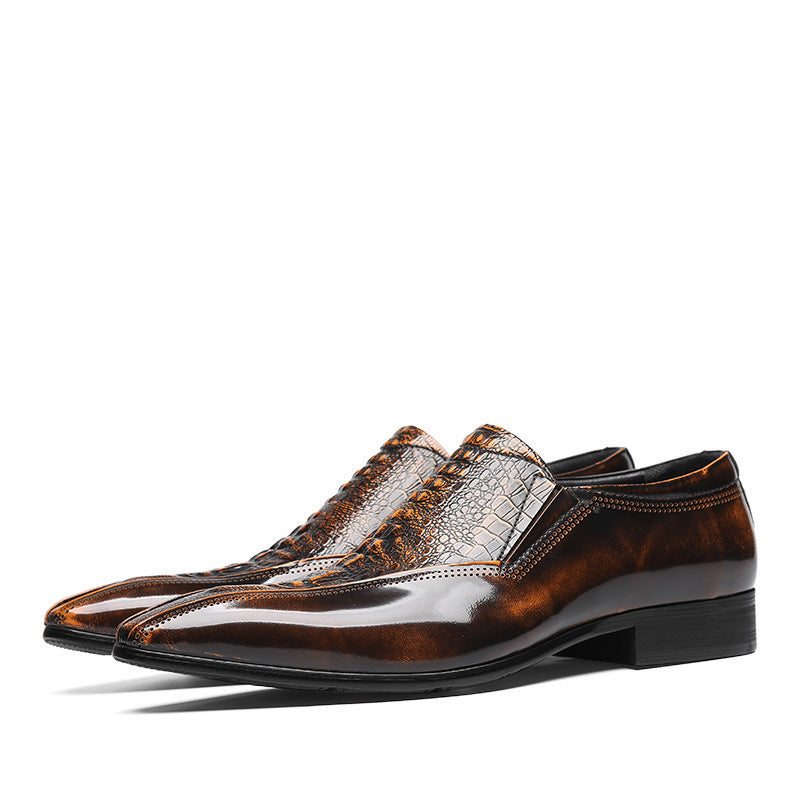 Men’s Summer Pointy Leather Shoes, Black & Brown