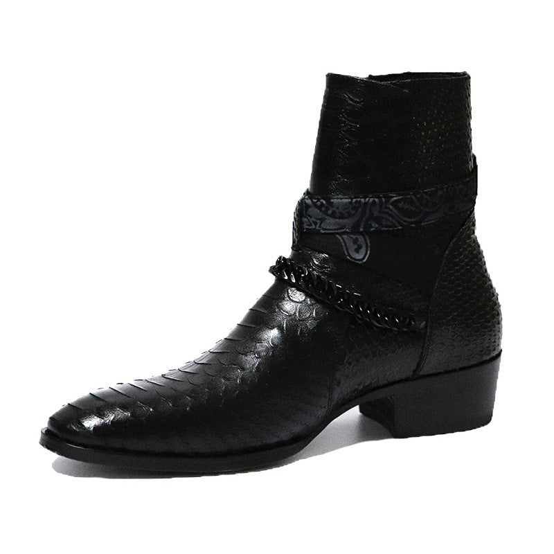 Men's Leather Chelsea Boots | Serpentine Pointed Toe