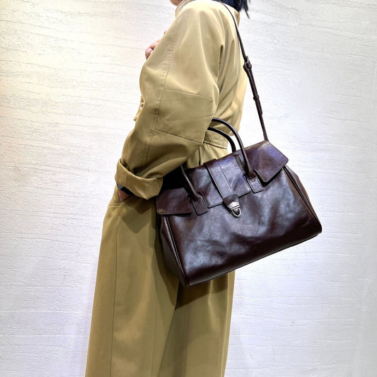Vintage Handmade Vegetable Tanned Cowhide Oval Bag