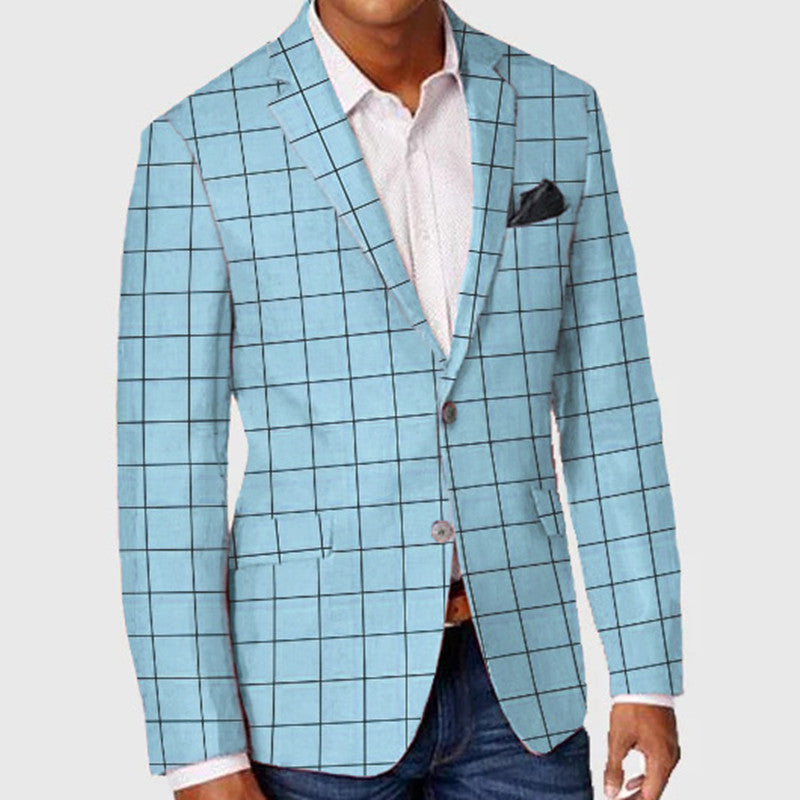 Men's Slim Fit Plaid Two-Button Single Blazer